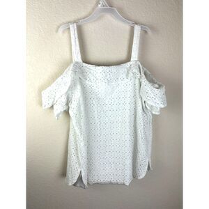 Tahari Off The Shoulder White Bridal Lace Top Shirt Size Large